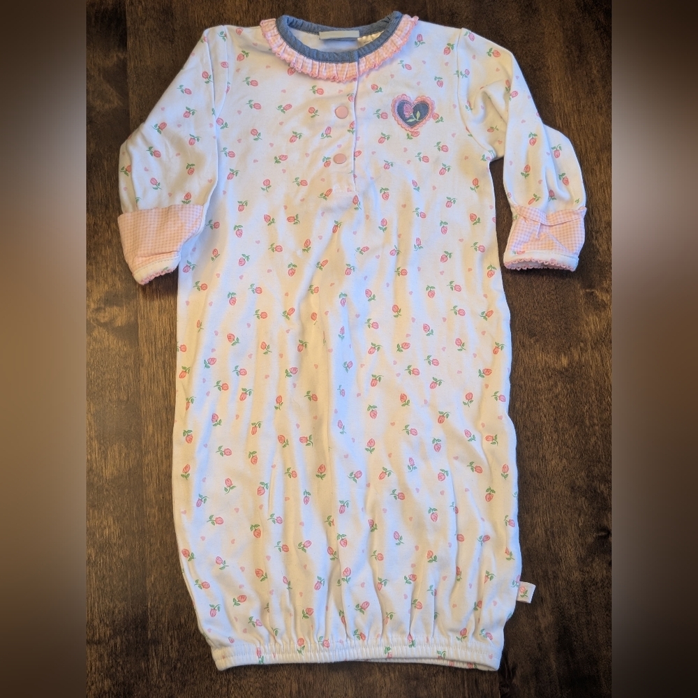 Vintage Faded Glory Pink Floral Kids Sleep Gown/ 0-3 Months